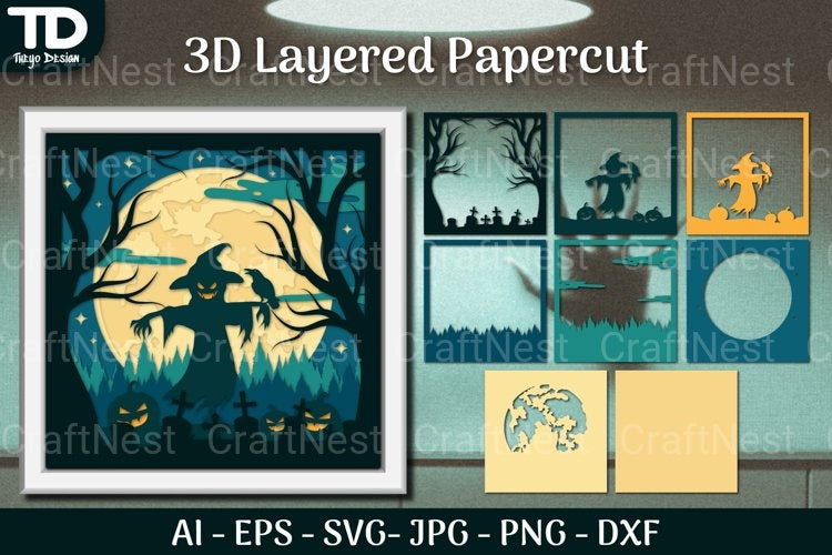 Shadow Helloween Layered Papercut SVG