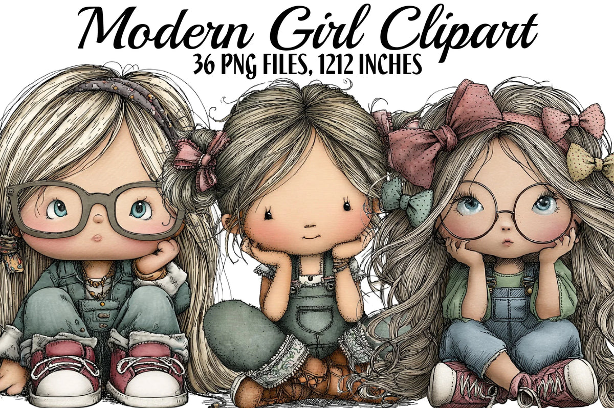 Modern Girl Clipart Bundle