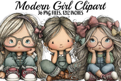 Modern Girl Clipart Bundle - CraftNest - Digital Crafting and Art