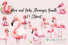 Adorable Mom and Baby Flamingos Clipart Bundle - CraftNest - Digital Crafting and Art
