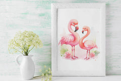 Adorable Mom and Baby Flamingos Clipart Bundle - CraftNest - Digital Crafting and Art