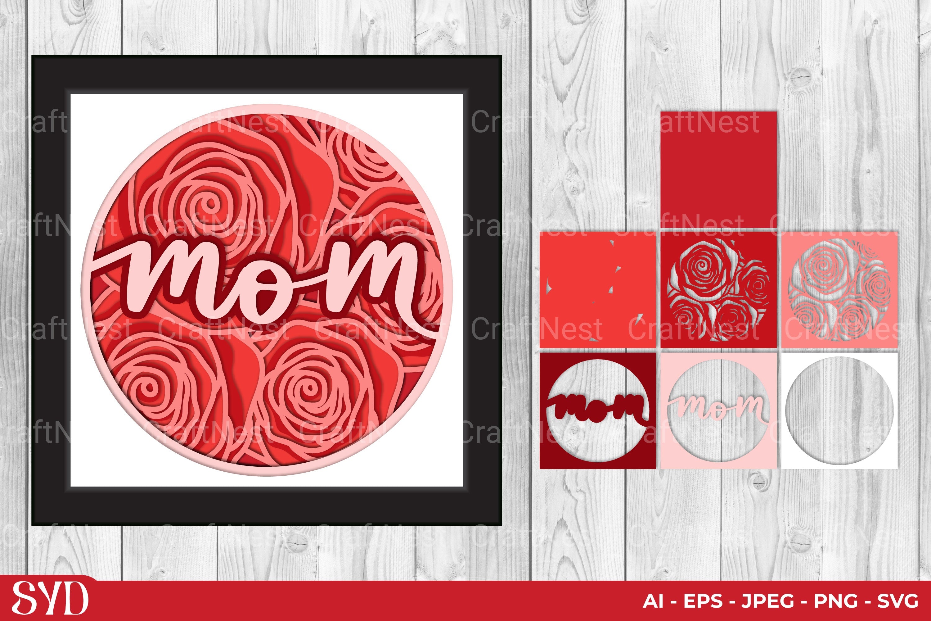 Mom 3D Layered Papercut SVG Clipart Bundle