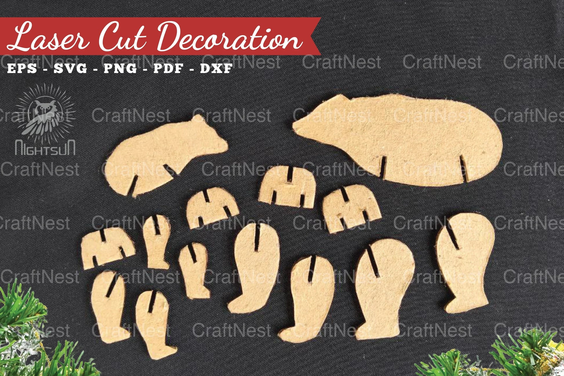 Mom and Baby Bear Laser Cut Home Decor Clipart Bundle - CraftNest - Digital Crafting and Art