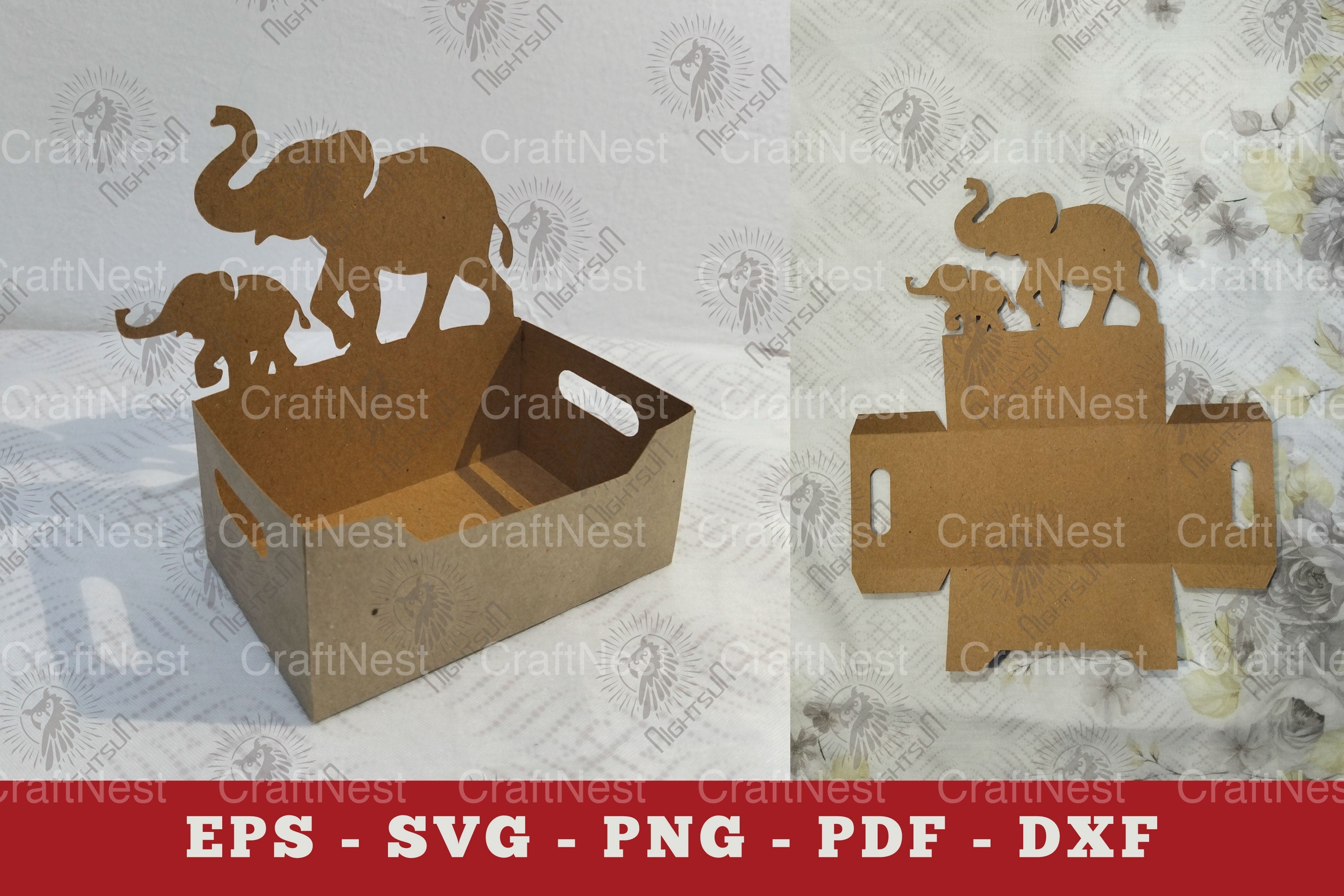 Mom and Baby Elephant Box Display Papercut Clipart Bundle - CraftNest - Digital Crafting and Art