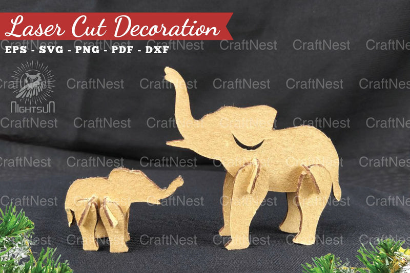 Mom and Baby Elephant Laser Cut Home Decor Clipart Bundle - CraftNest - Digital Crafting and Art