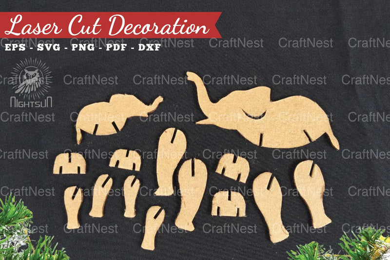 Mom and Baby Elephant Laser Cut Home Decor Clipart Bundle - CraftNest - Digital Crafting and Art