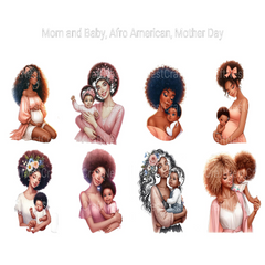 Afro-American Mom and Baby Clipart - CraftNest - Digital Crafting and Art