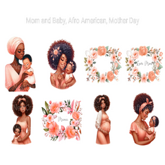 Afro-American Mom and Baby Clipart - CraftNest - Digital Crafting and Art