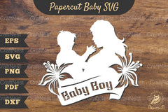 Mom and Baby Boy Papercut SVG Bundle - CraftNest - Digital Crafting and Art