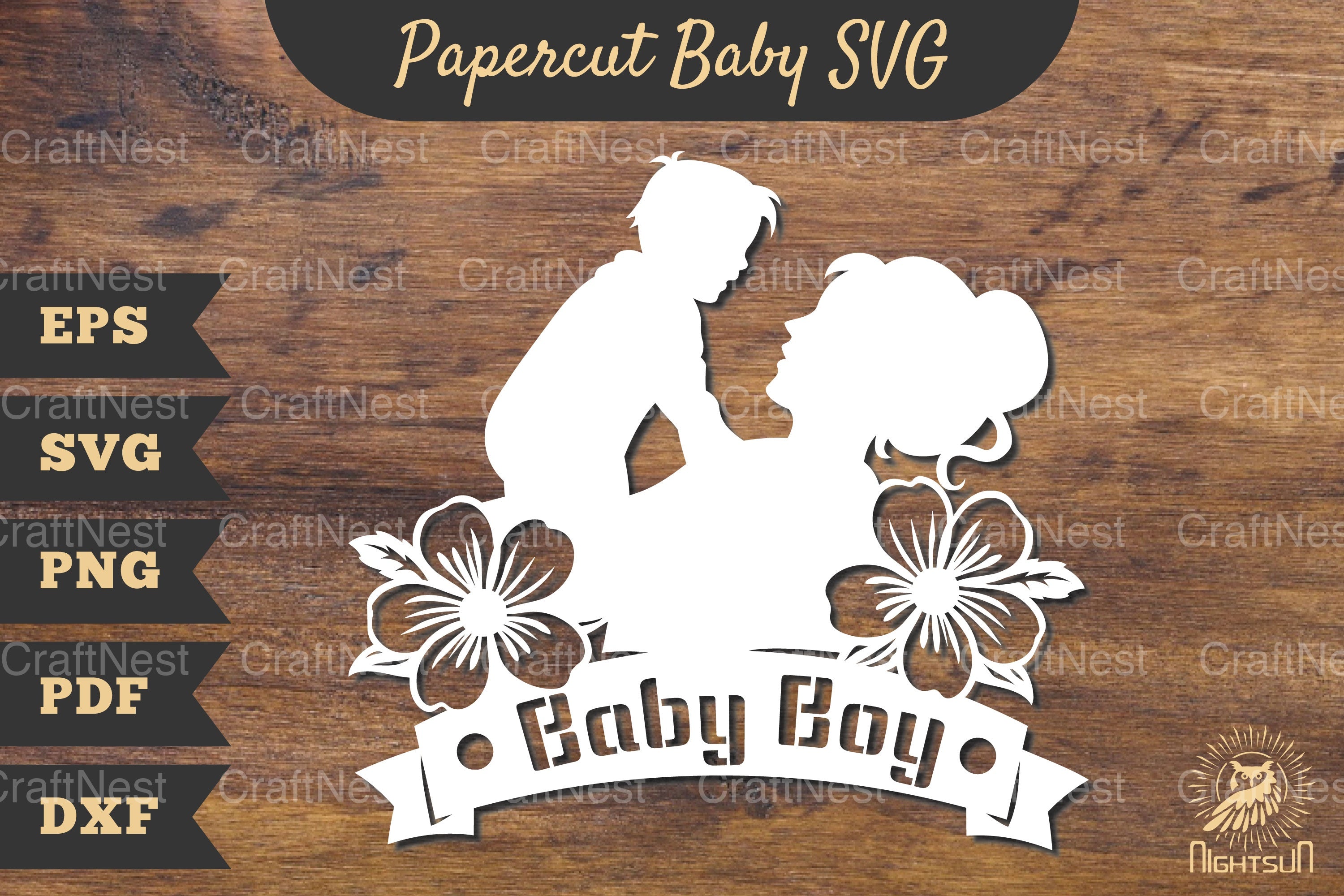 Mom and Baby Boy Papercut SVG Bundle - CraftNest - Digital Crafting and Art