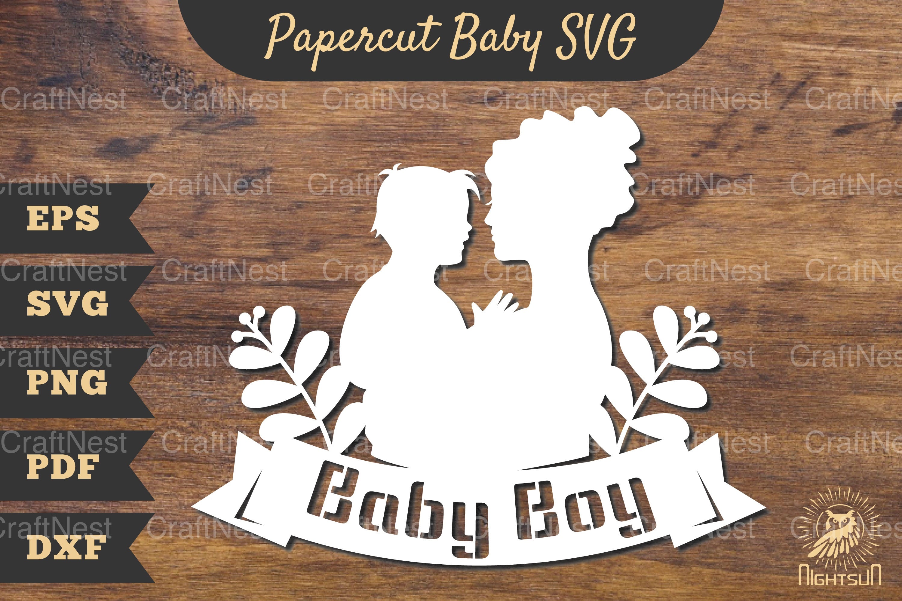 Mom and Baby Boy Papercut SVG Bundle - CraftNest - Digital Crafting and Art