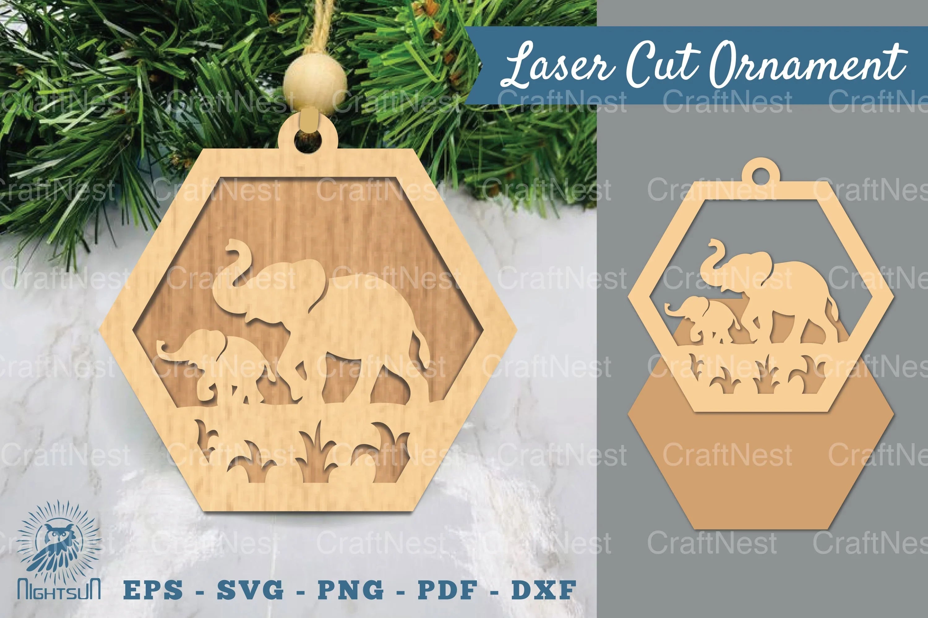 Mom and Baby Elephant Laser Cut Ornament Clipart Bundle - CraftNest - Digital Crafting and Art