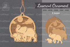 Mom and Baby Elephant Laser Cut Ornament Clipart Bundle - CraftNest - Digital Crafting and Art