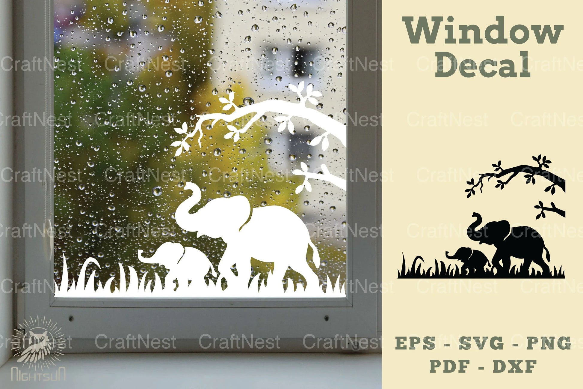 Mom and Baby Elephant Window Decal Clipart Bundle - CraftNest - Digital Crafting and Art