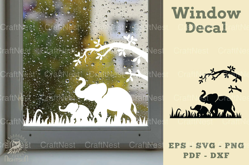 Mom and Baby Elephant Window Decal Clipart Bundle - CraftNest - Digital Crafting and Art