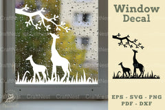 Mom and Baby Giraffe Window Decal Clipart Bundle - CraftNest - Digital Crafting and Art