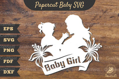 Mom and Baby Girl Papercut SVG Bundle - CraftNest - Digital Crafting and Art