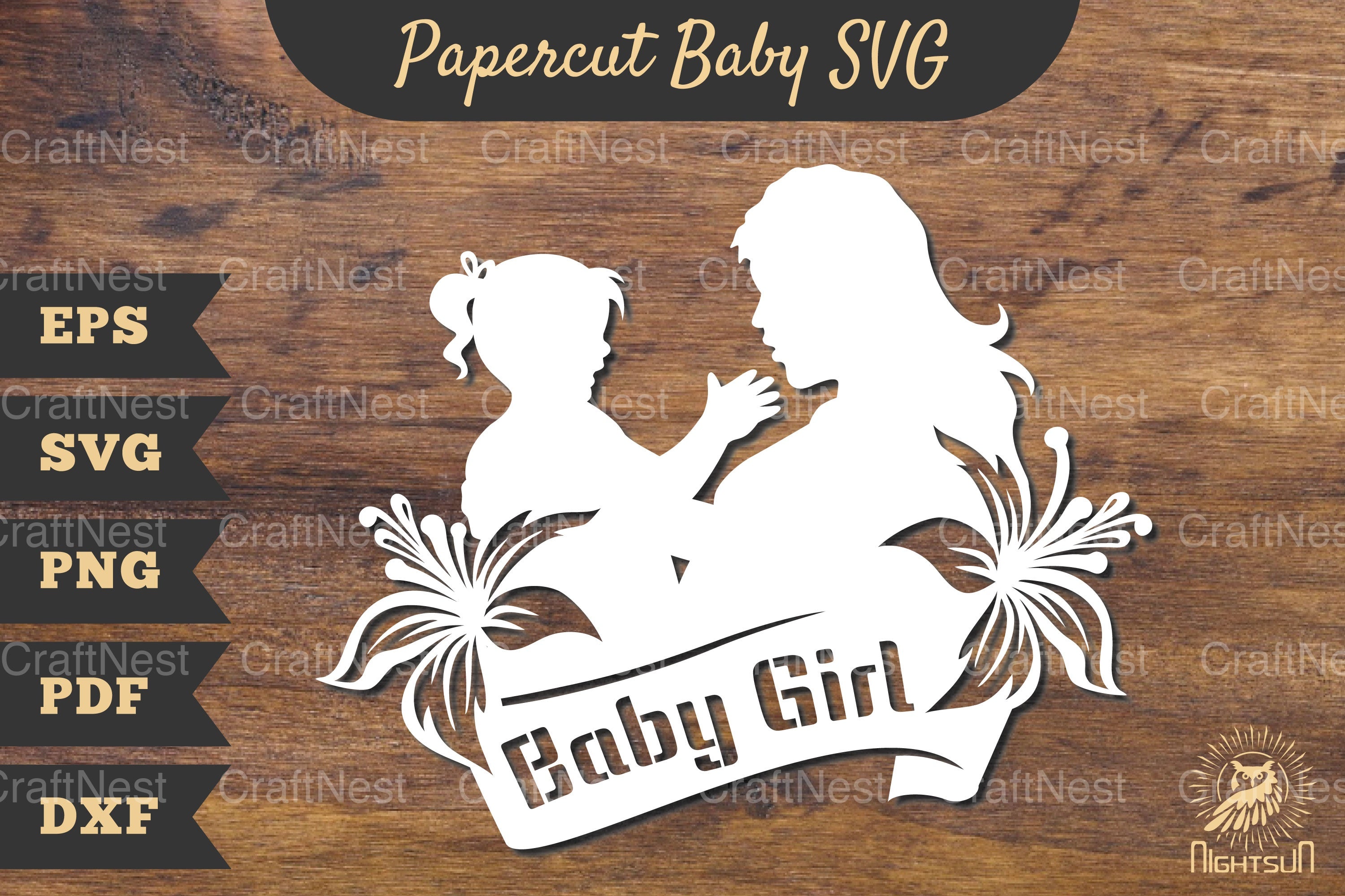 Mom and Baby Girl Papercut SVG Bundle - CraftNest - Digital Crafting and Art