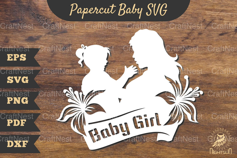 Mom and Baby Girl Papercut SVG Bundle - CraftNest - Digital Crafting and Art