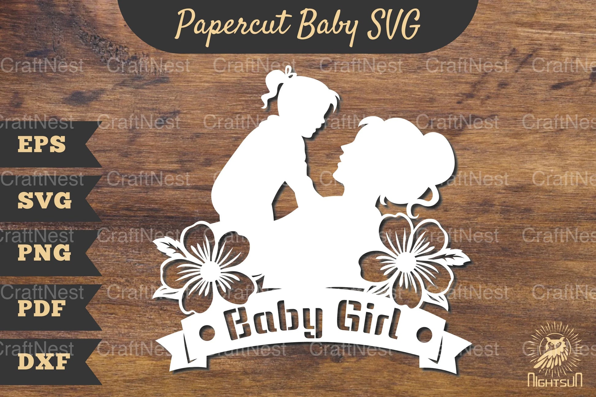 Mom and Baby Girl Papercut SVG Bundle - CraftNest - Digital Crafting and Art