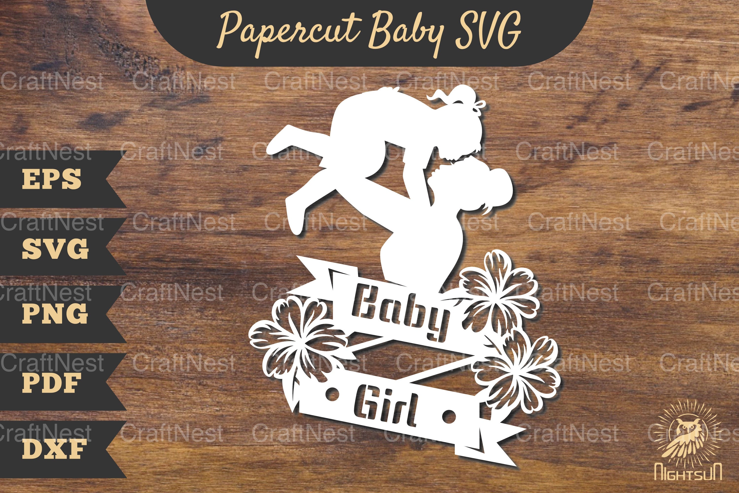 Mom and Baby Girl Papercut SVG Bundle - CraftNest - Digital Crafting and Art