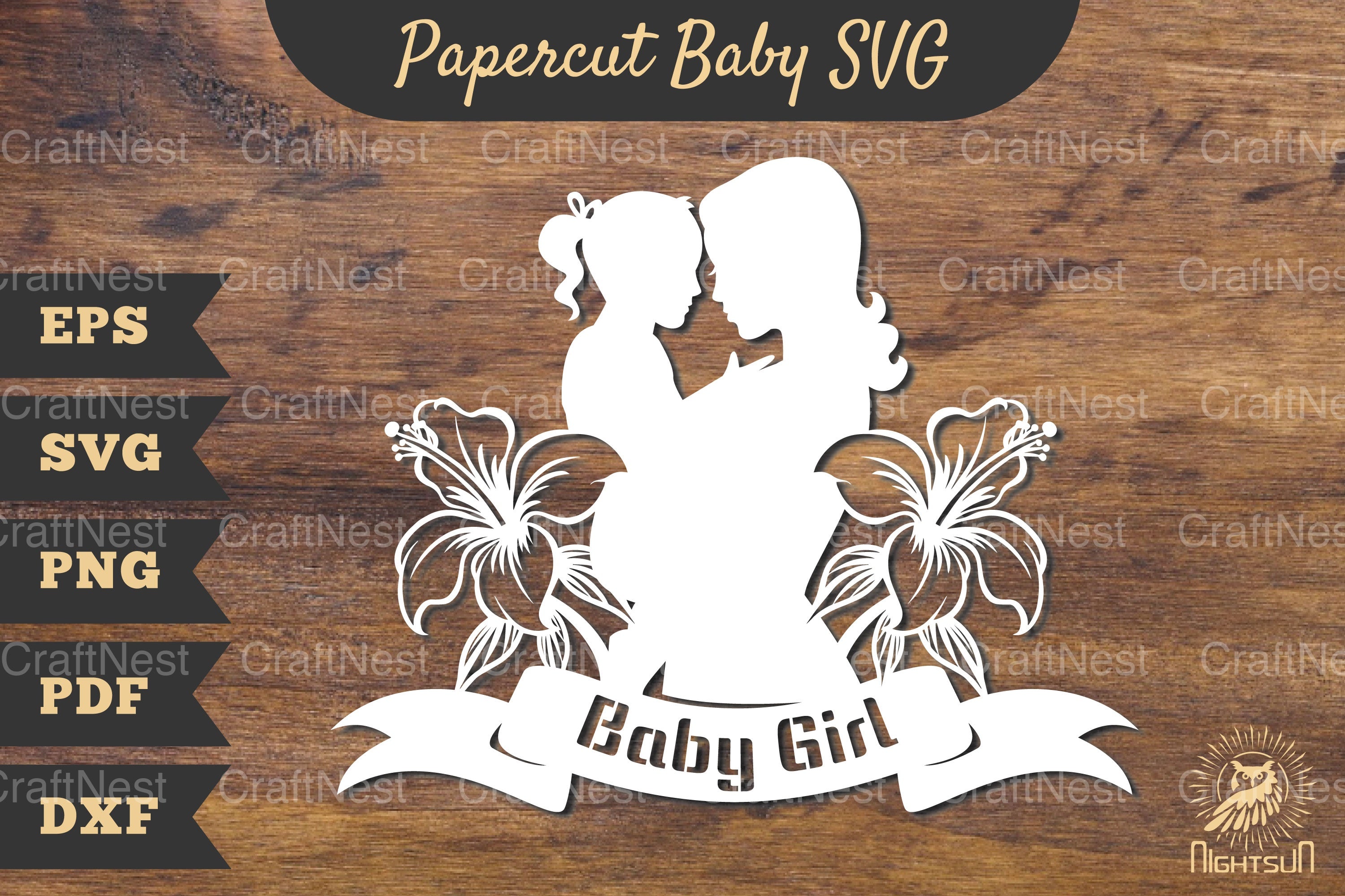 Mom and Baby Girl Papercut SVG Bundle - CraftNest - Digital Crafting and Art