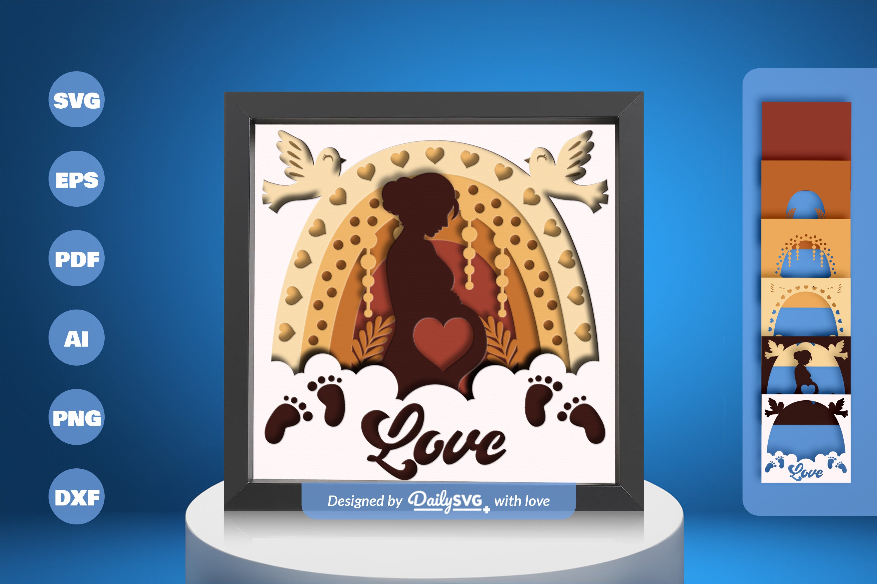 Boho Rainbow Papercut SVG Bundle for Mom and Baby