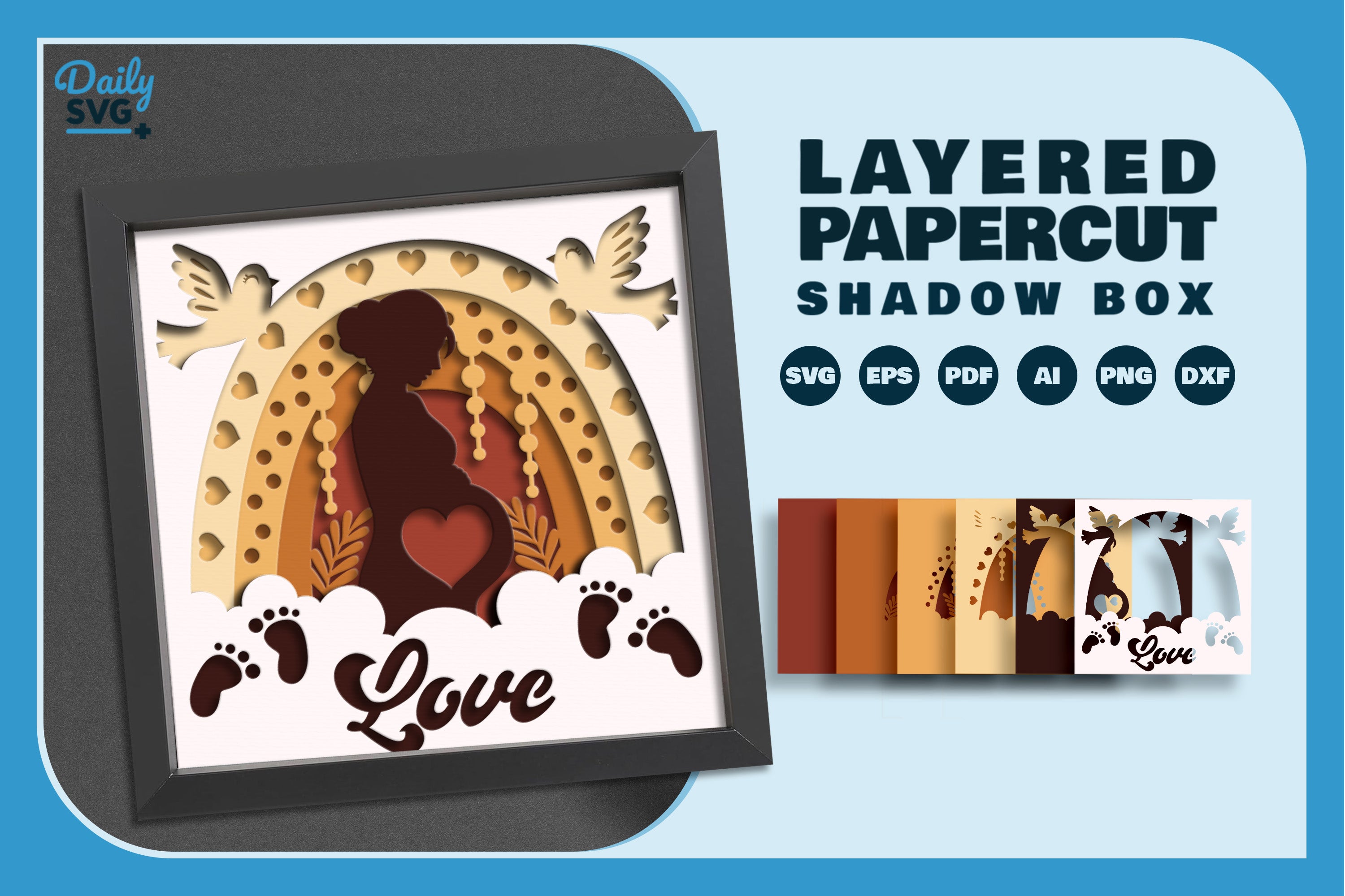 Boho Rainbow Papercut SVG Bundle for Mom and Baby