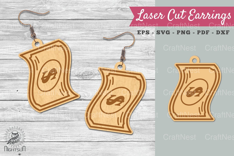 Money Laser Cut Earrings SVG Bundle - CraftNest - Digital Crafting and Art