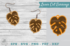 Monstera Leaves Laser Cut Earrings SVG Bundle - CraftNest - Digital Crafting and Art