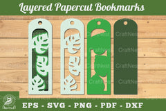 Monstera Leaves Layered Bookmark Clipart Bundle - CraftNest - Digital Crafting and Art