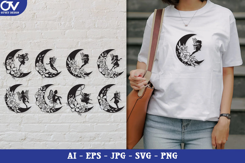 Moon Fairy Silhouette SVG Bundle - CraftNest - Digital Crafting and Art