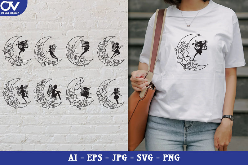 Moon Fairy Silhouette SVG Bundle Collection - CraftNest - Digital Crafting and Art