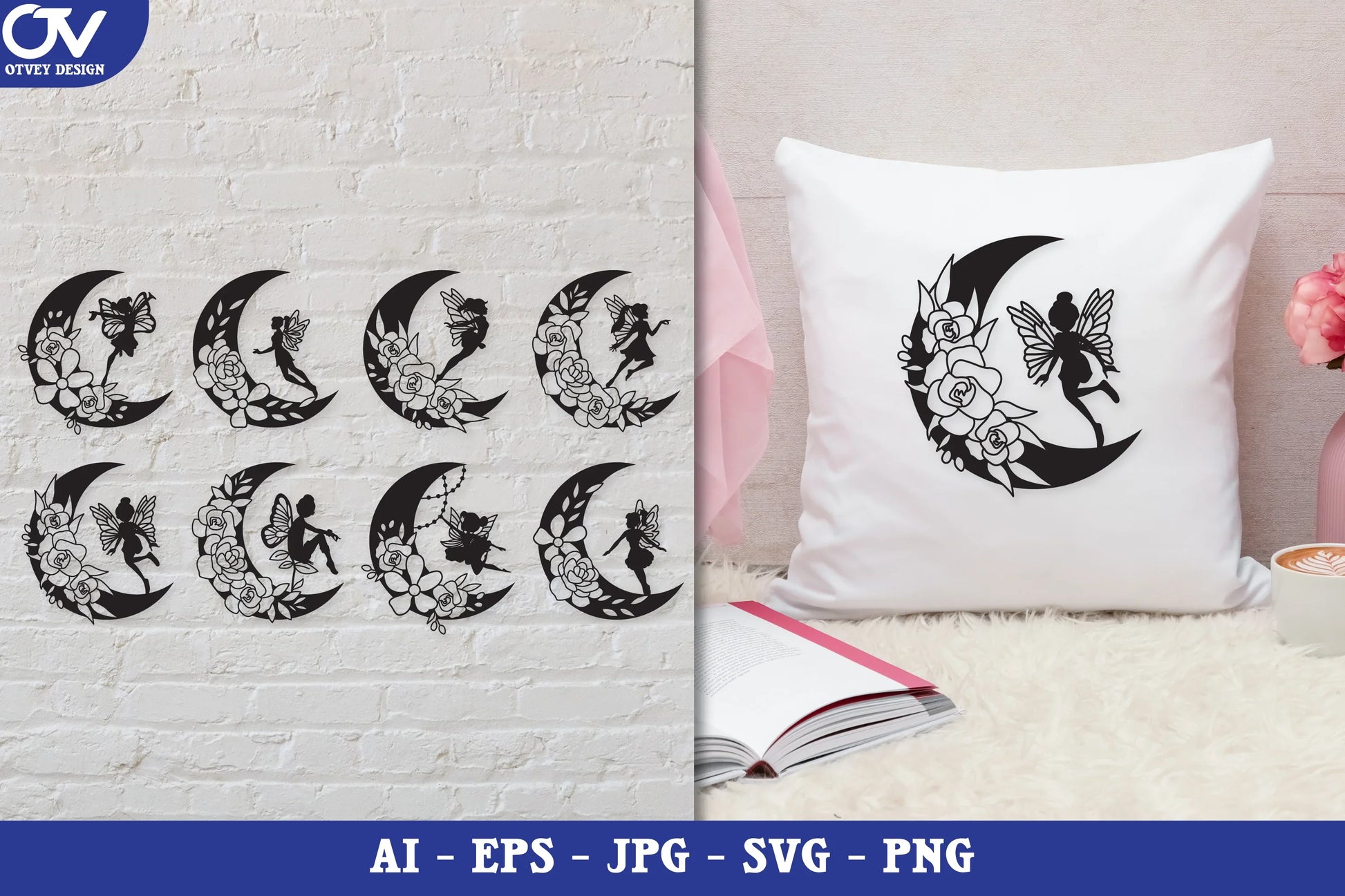 Moon Fairy Silhouette SVG Bundle - CraftNest - Digital Crafting and Art