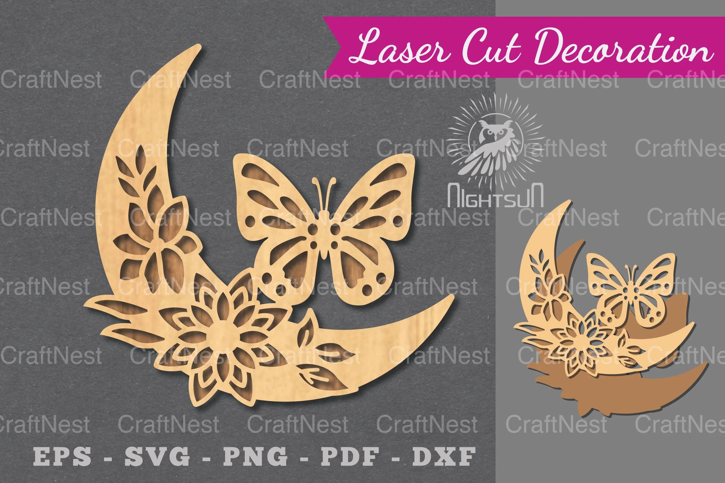 Moon Butterfly Laser Cut Decoration Clipart Bundle - CraftNest - Digital Crafting and Art