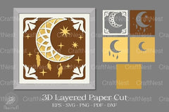 Moon Mandala 3D Layered Papercut Clipart Bundle - CraftNest - Digital Crafting and Art