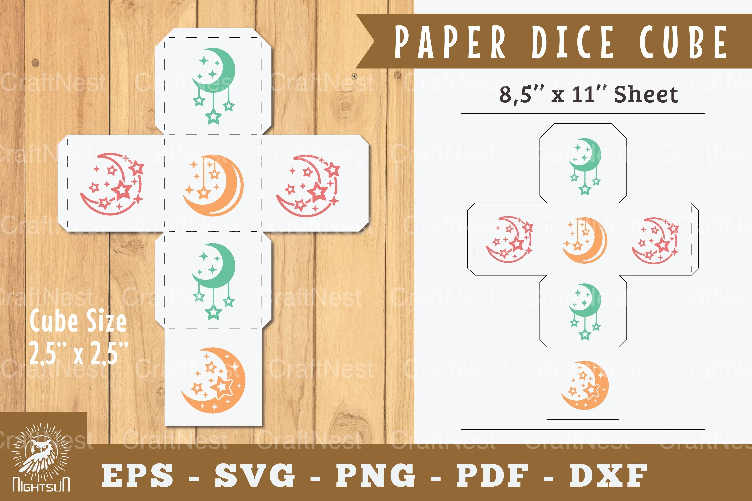 Moon Paper Dice Cube Printable Clipart Bundle - CraftNest - Digital Crafting and Art