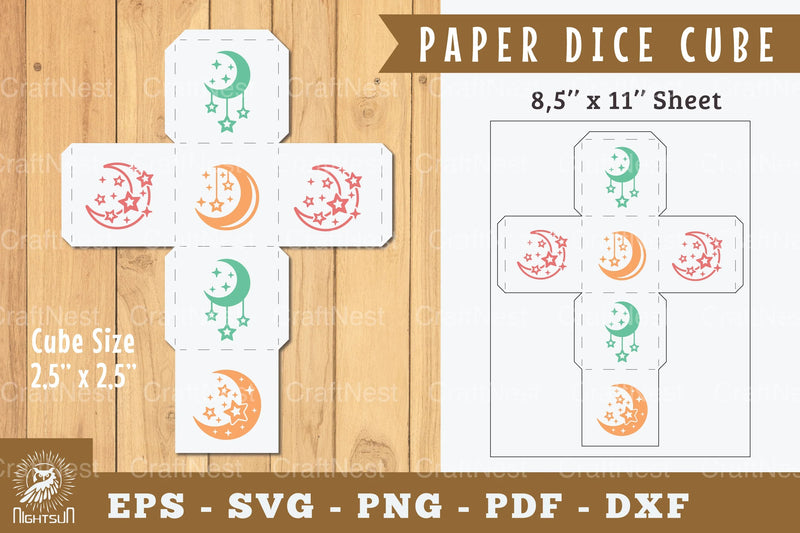 Moon Paper Dice Cube Printable Clipart Bundle - CraftNest - Digital Crafting and Art