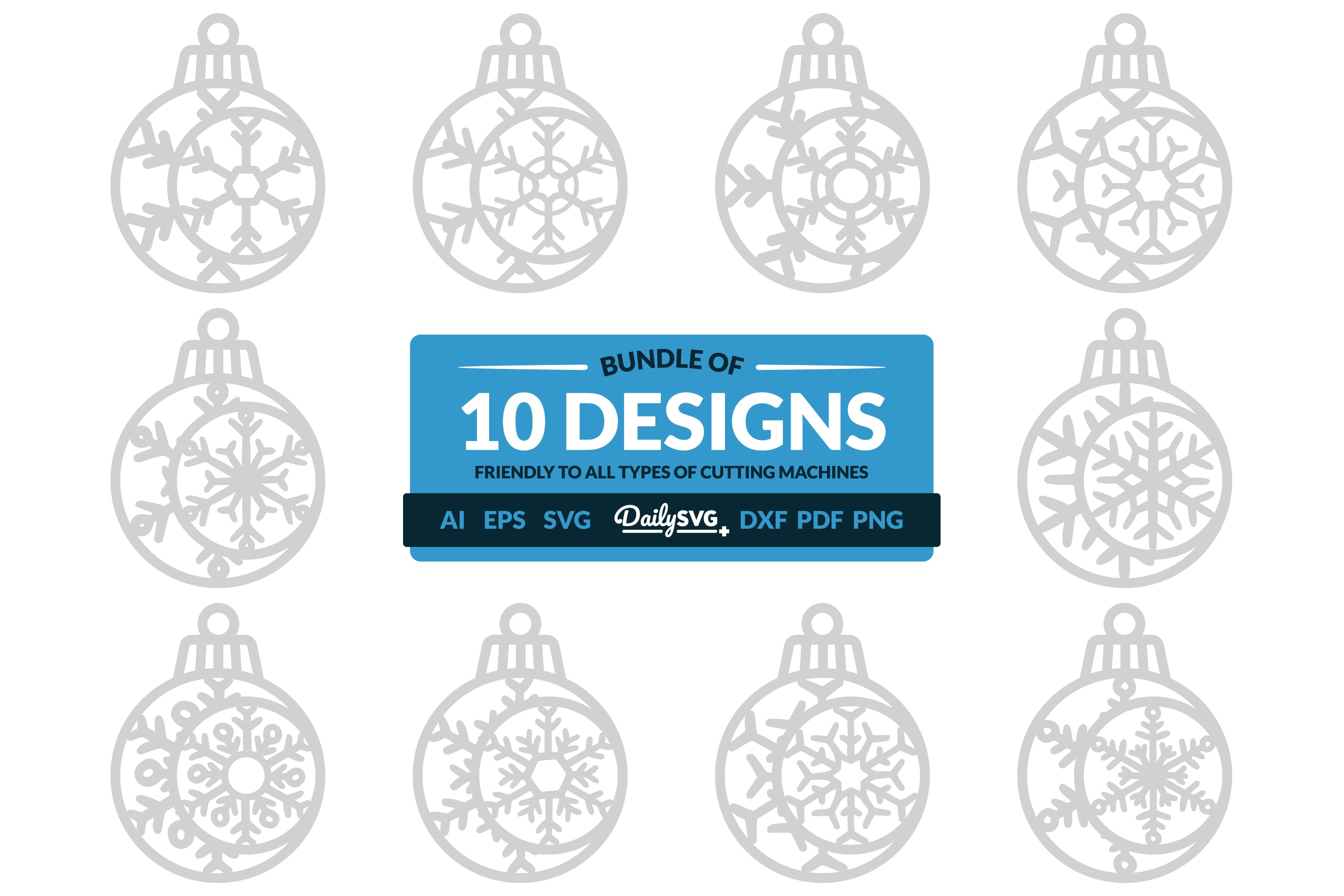 Moon Snowflake Bauble Clipart SVG Bundle