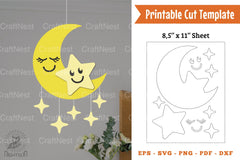 Moon and Star Papercut Template Clipart Bundle - CraftNest - Digital Crafting and Art