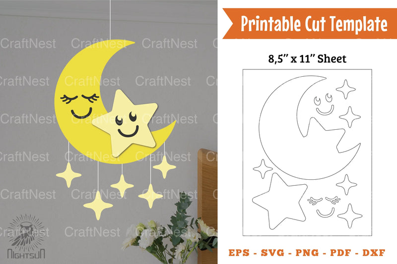 Moon and Star Papercut Template Clipart Bundle - CraftNest - Digital Crafting and Art