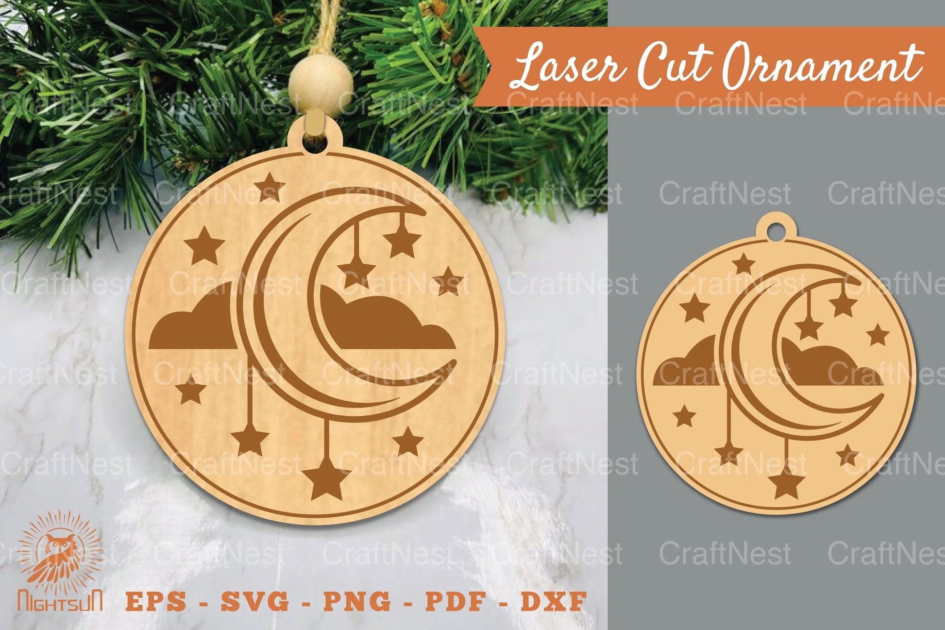 Moon and Stars Laser Cut Ornament Clipart Bundle - CraftNest - Digital Crafting and Art