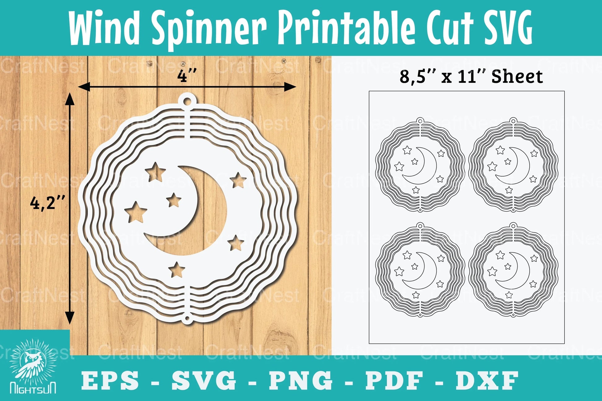 Moon and Stars Wind Spinner Clipart Bundle - CraftNest - Digital Crafting and Art