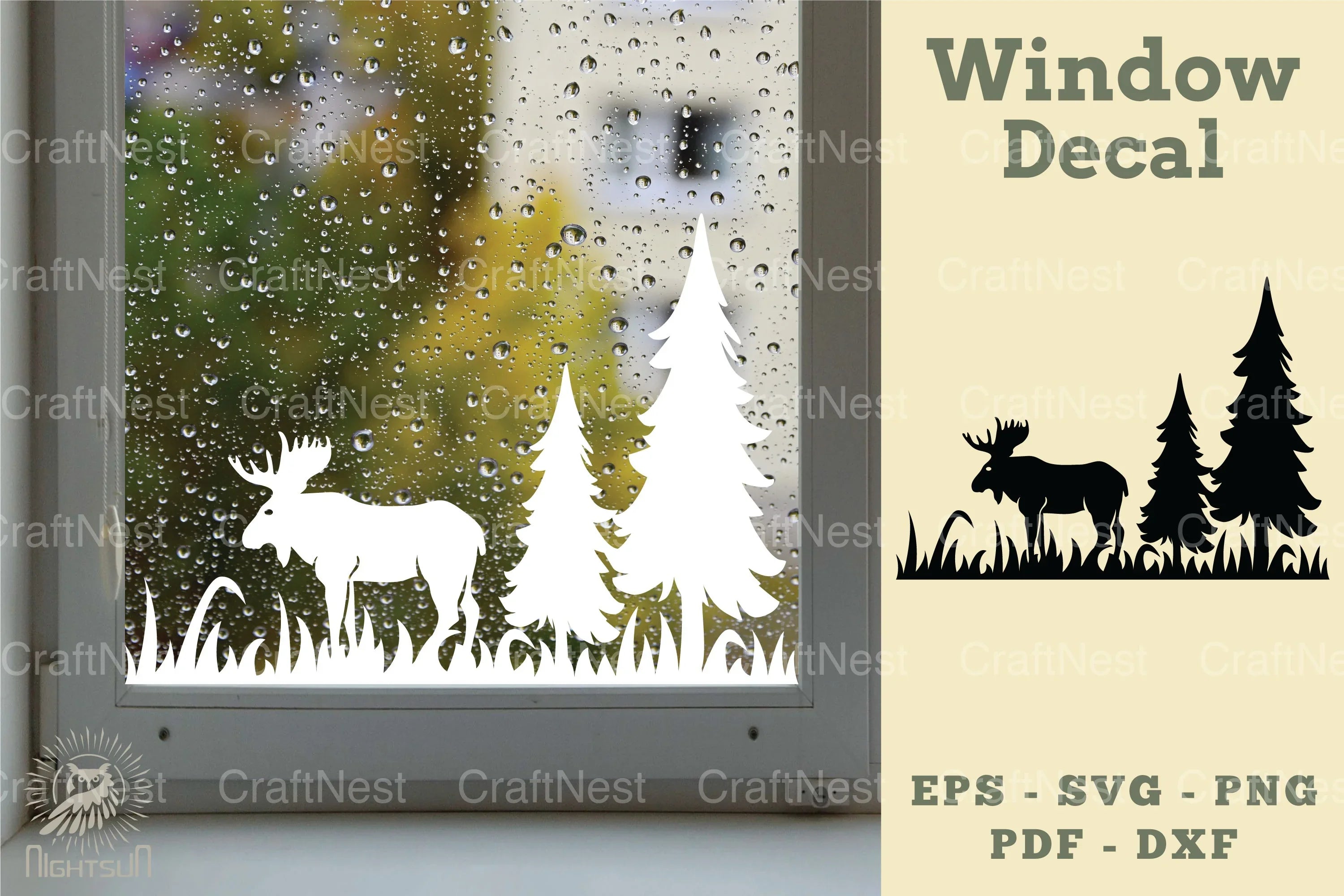 Moose in Forest Window Decal Clipart Bundle - CraftNest - Digital Crafting and Art