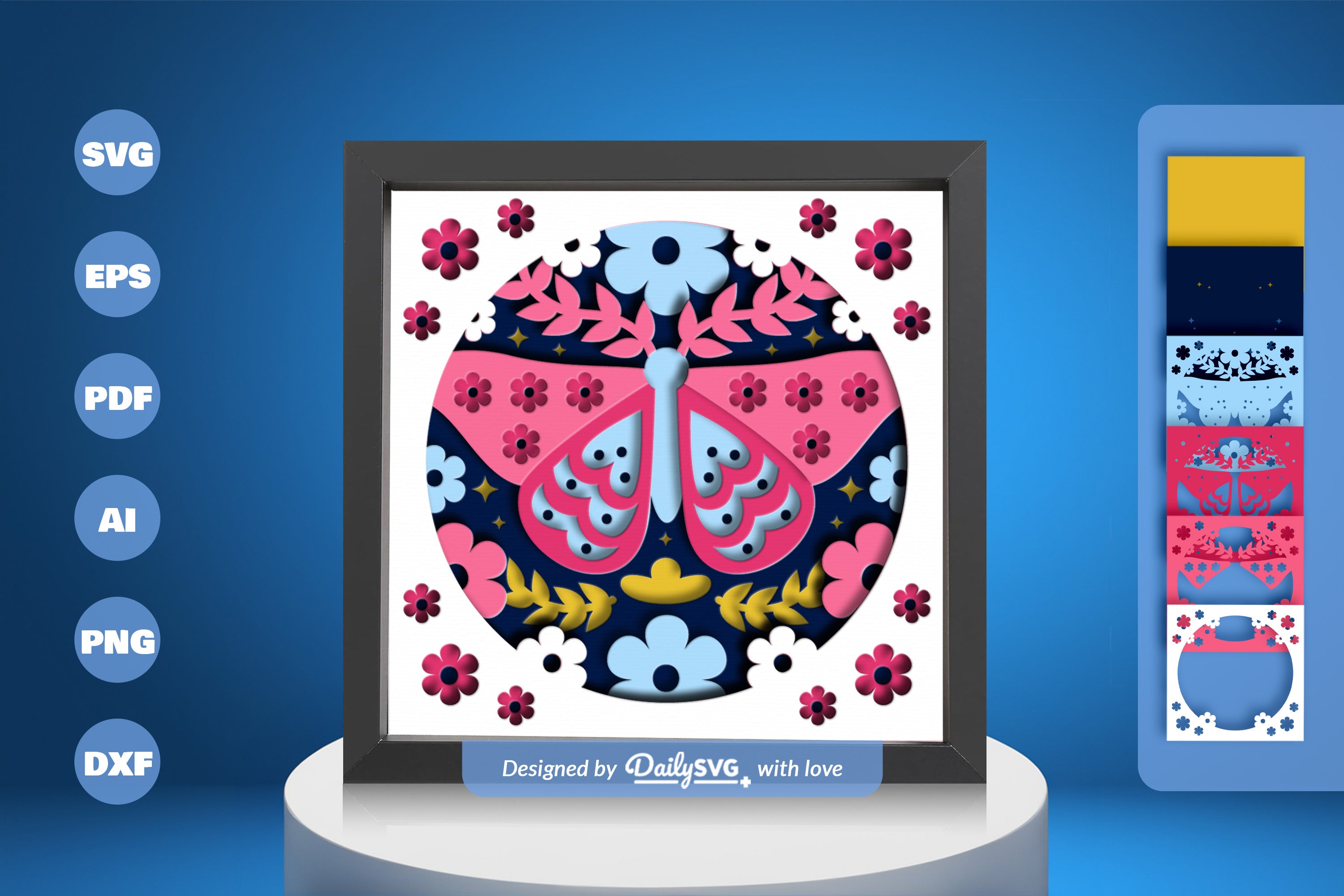 Moth Folk Art Papercut SVG Bundle