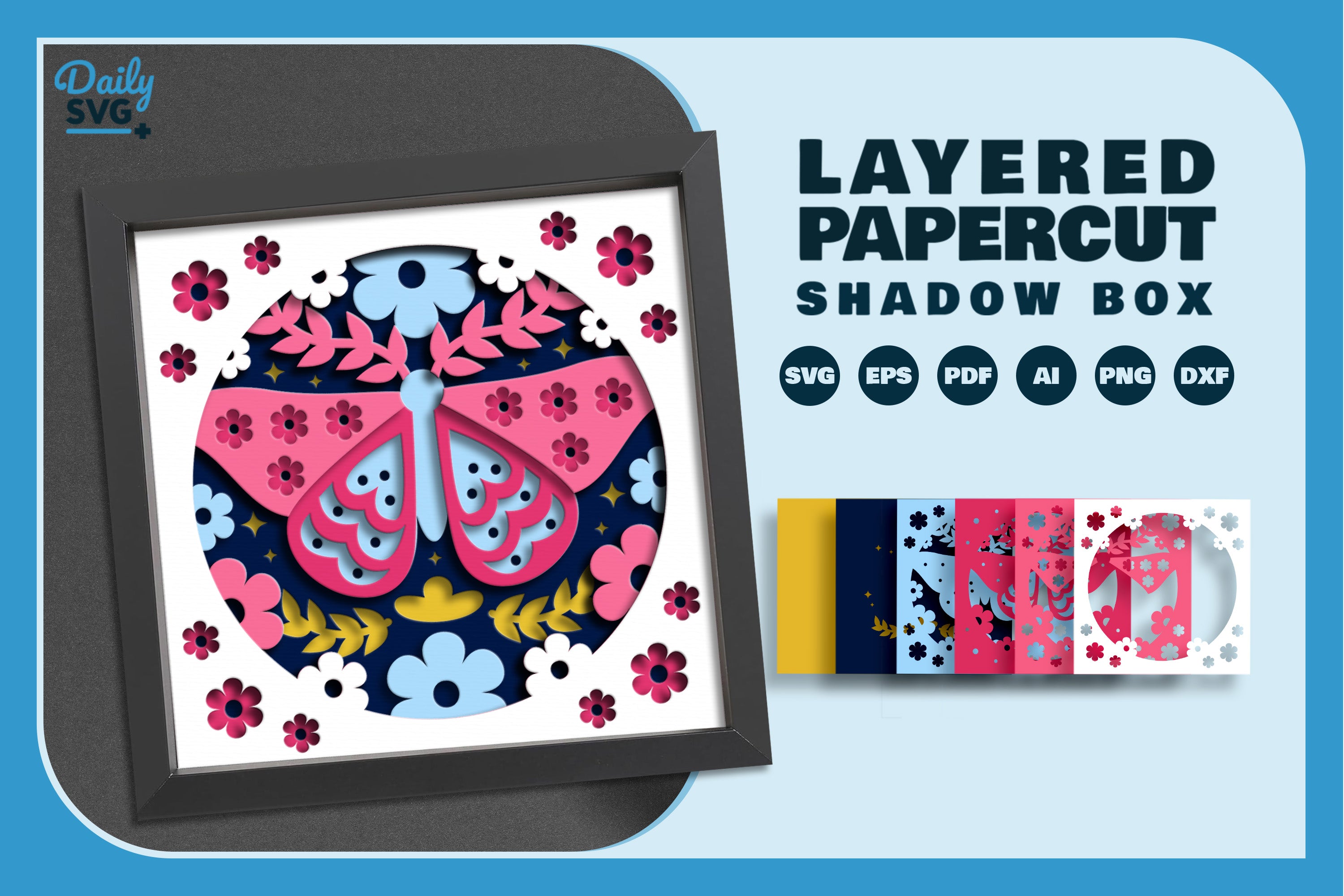 Moth Folk Art Papercut SVG Bundle