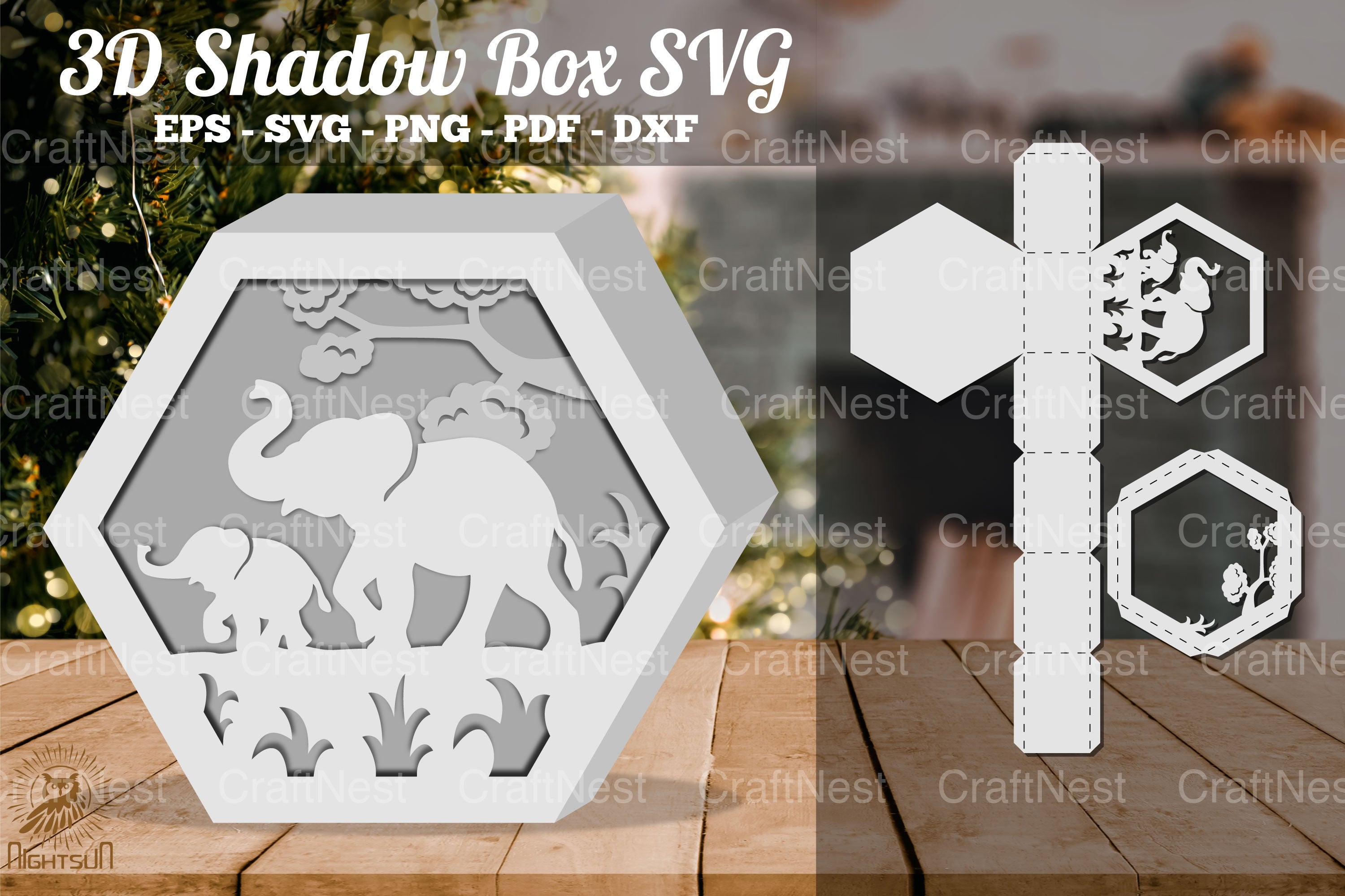 Mother and Child Elephant 3D Shadow Box Clipart Bundle - CraftNest - Digital Crafting and Art