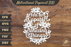 Motivational Floral Papercut SVG Bundle - CraftNest - Digital Crafting and Art