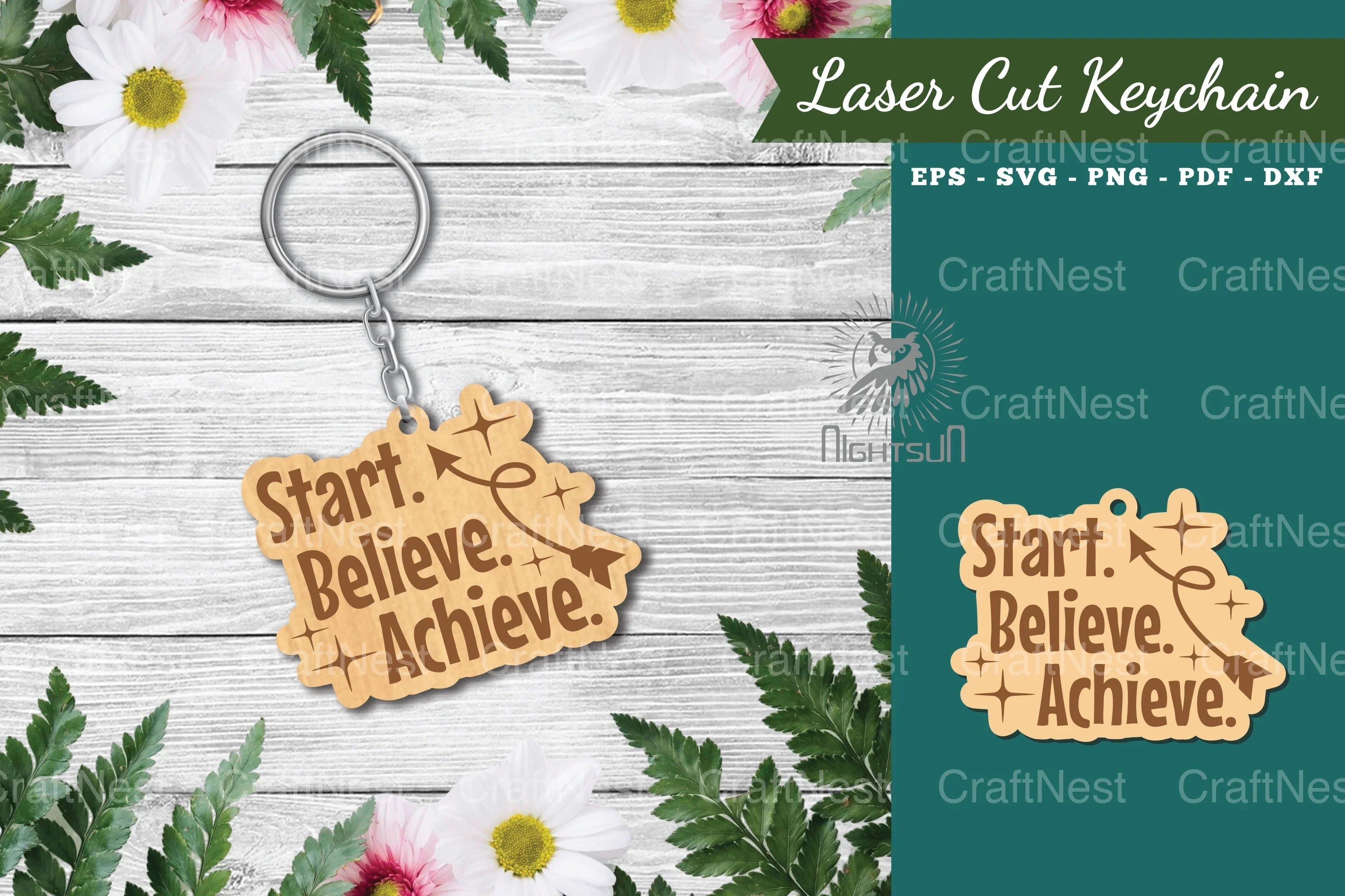 Motivational Laser Cut Keychain Design Bundle - CraftNest - Digital Crafting and Art