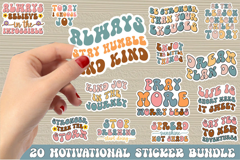 Motivational Retro Sticker Bundle - CraftNest - Digital Crafting and Art